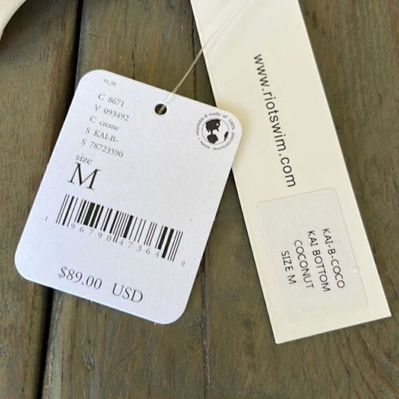 Free People Beach Riot Kai Swim Bottom Thong High Waist Cream NWT - Picture 5 of 7